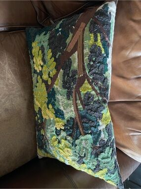 Annie Selke Decorative Embroidered Botanical Throw Pillow